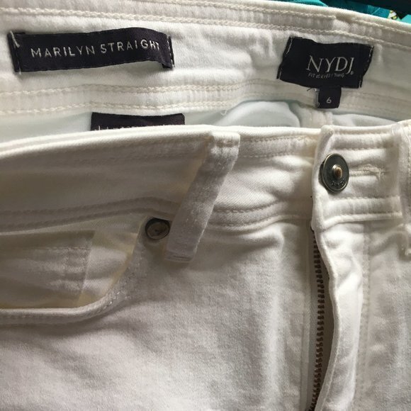 NYDJ Marilyn Straight Ankle Cuffed Jeans OPTIC WHITE SIZE 6 - Picture 10 of 13